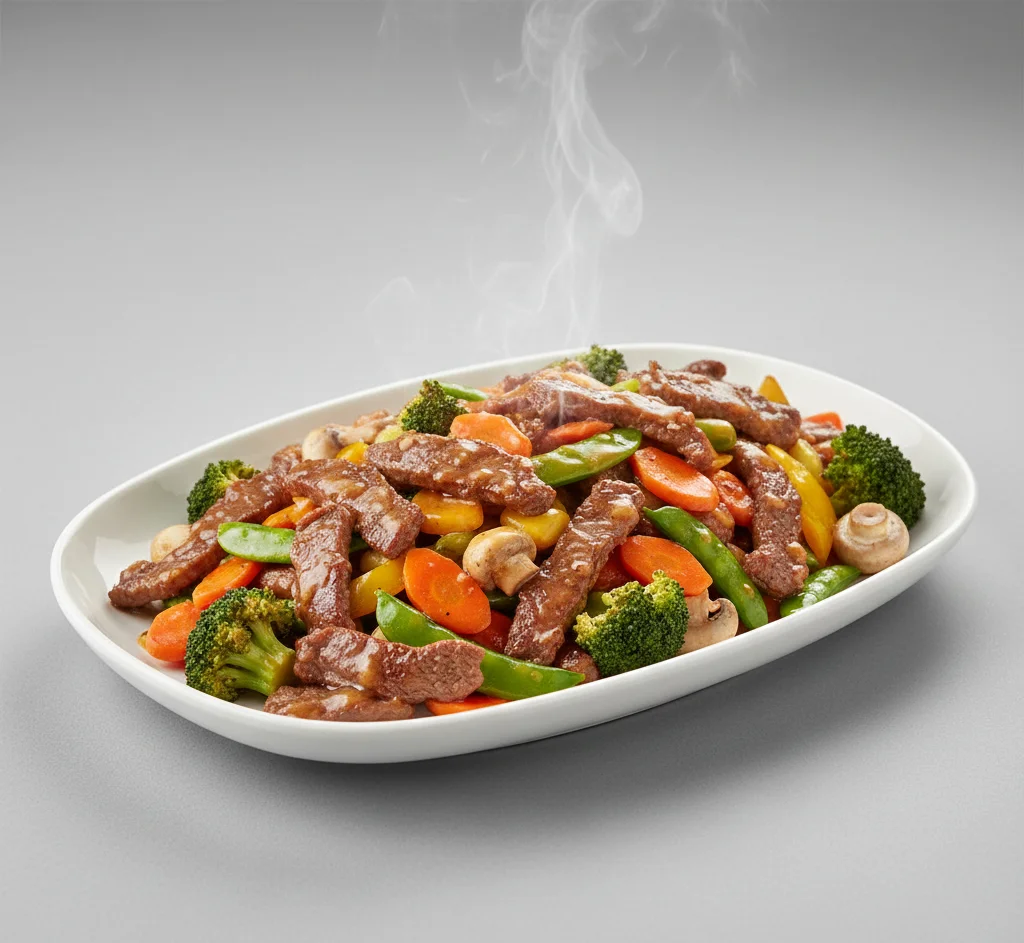 rjay's stir-fried beef strips with mixed veggies